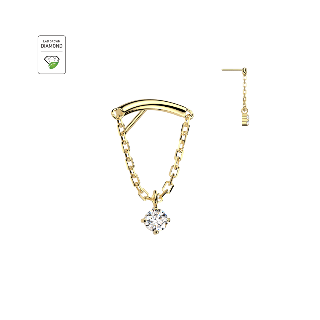 14K GOLD FLOATING CHAIN WITH LAB GROWN DIAMOND THREADLESS TOP