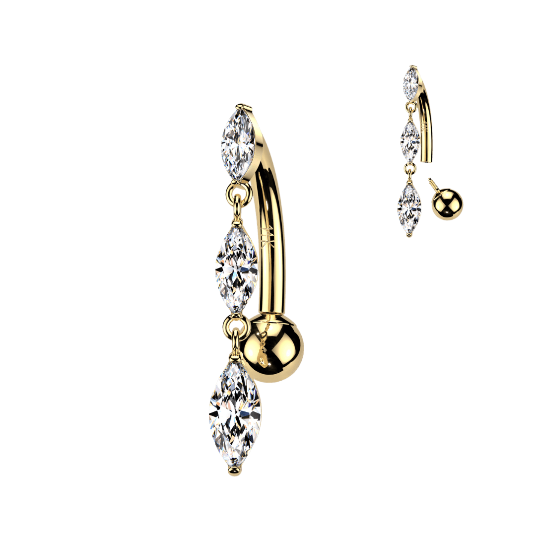 14K Gold Reverse Belly Barbell
