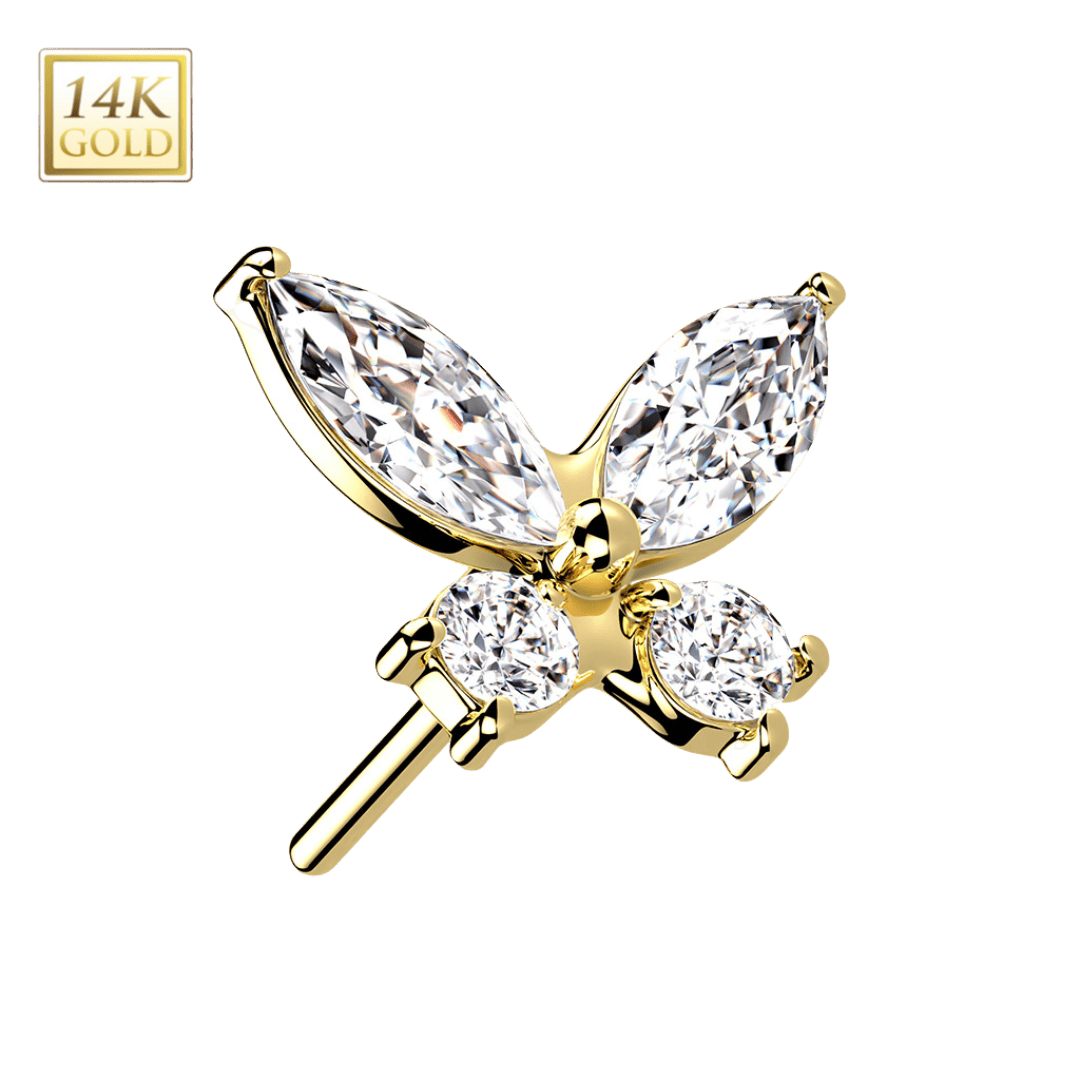 threadless top 14k butterfly gem earring