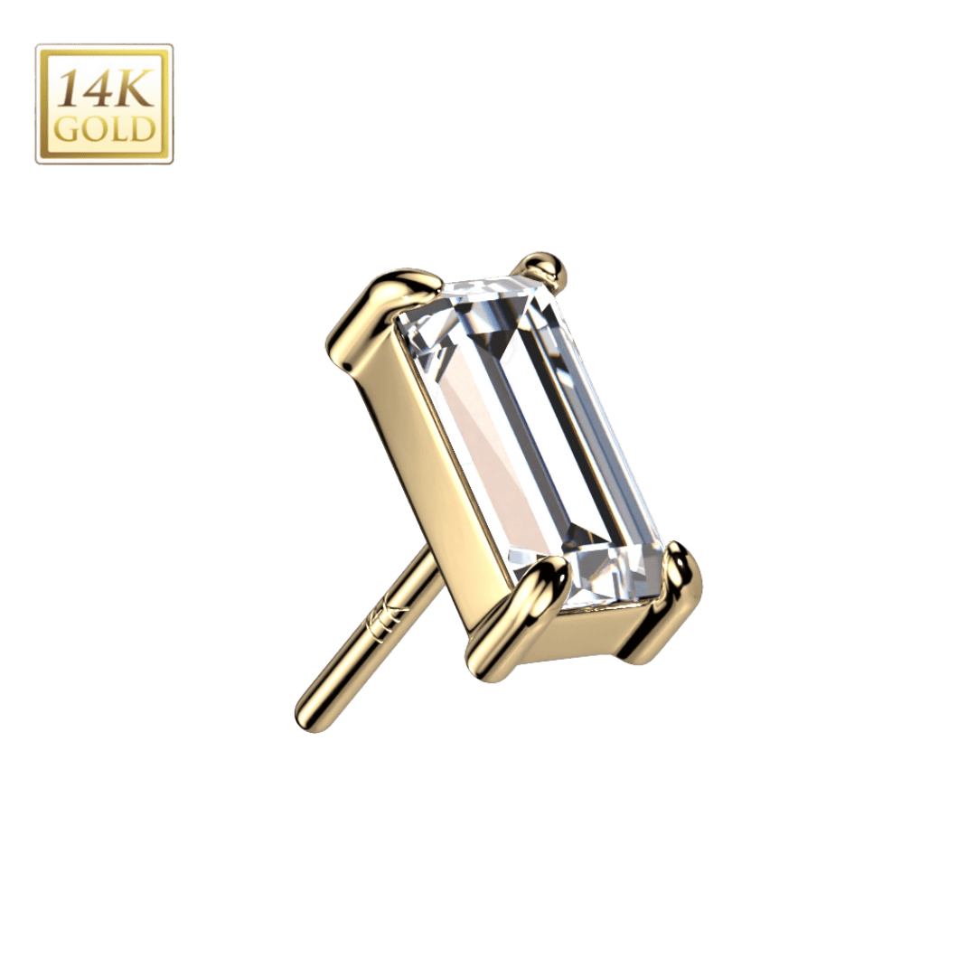 gold color 14k emerald gem threadless top
