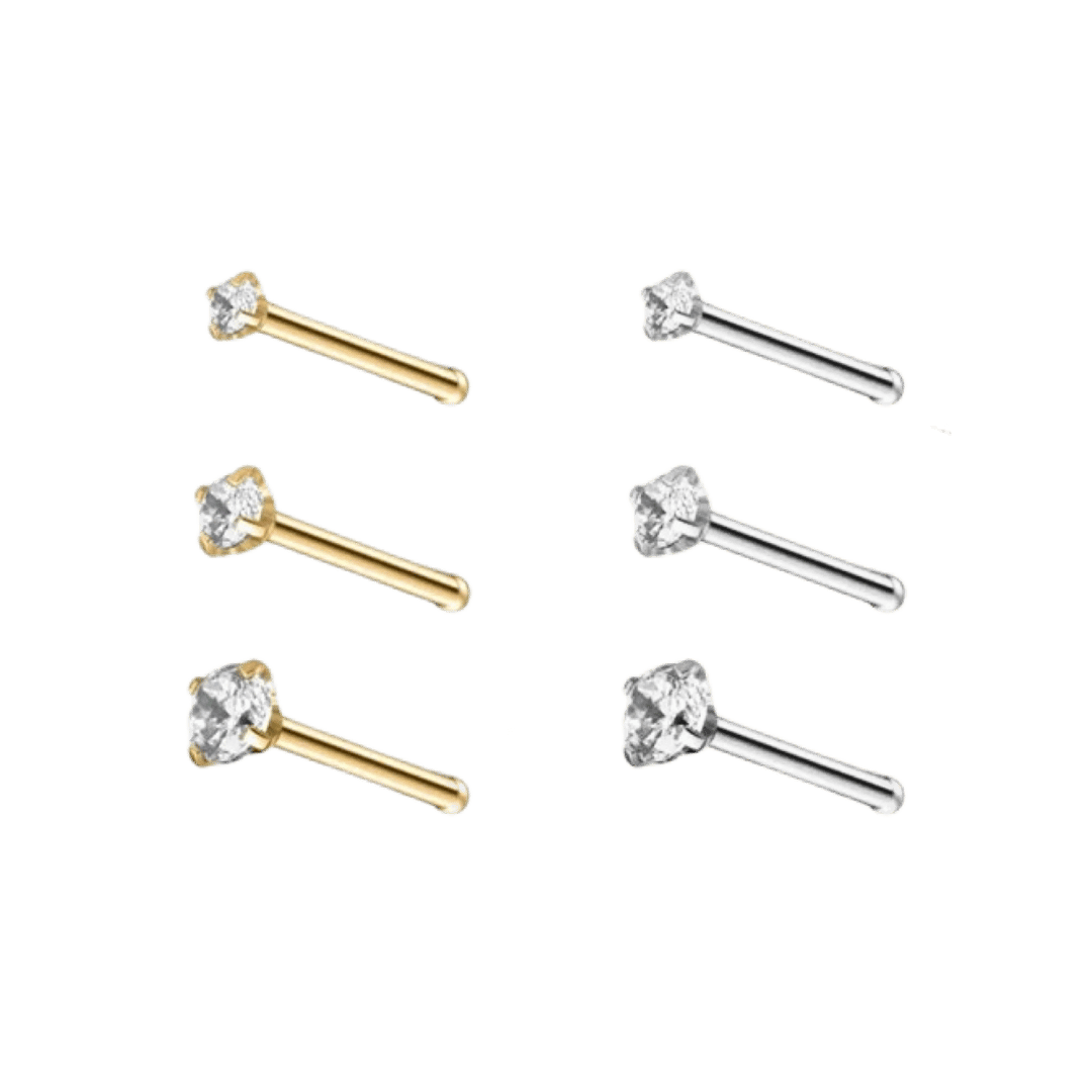 18k Gold Pronged Gem Nose Stud