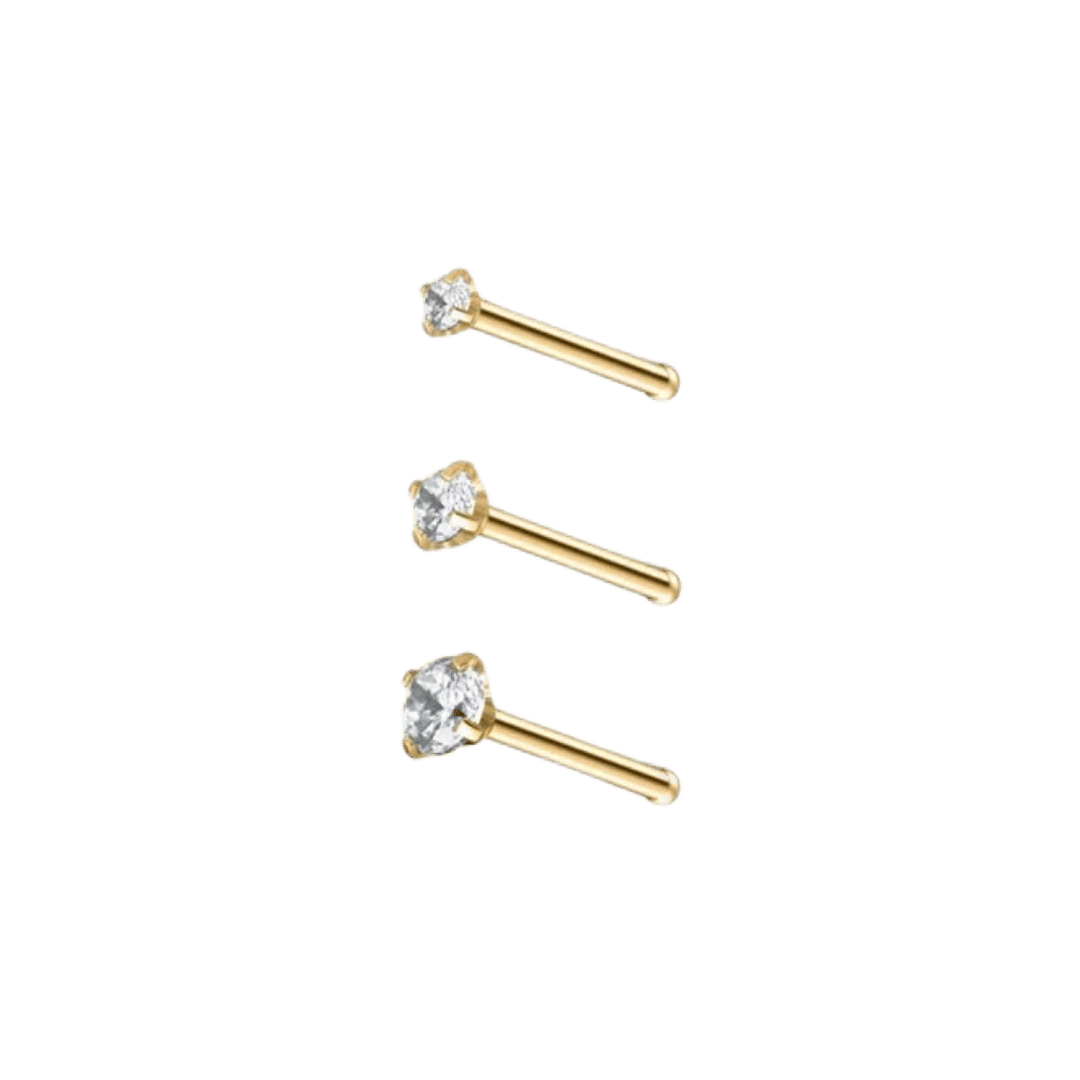 18k Gold Pronged Gem Nose Stud