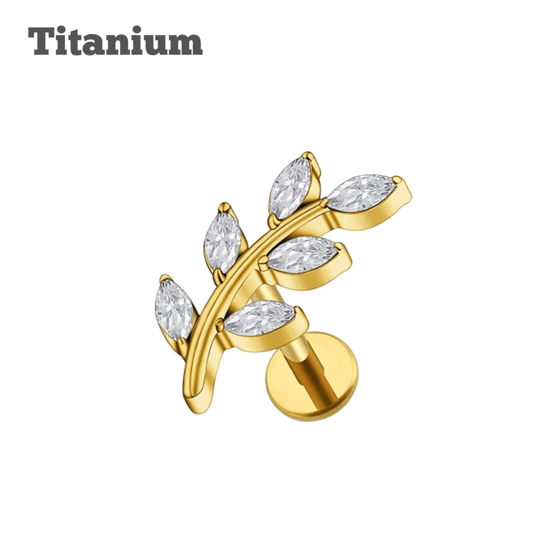 gold color 6 petals design titanium threaded labret