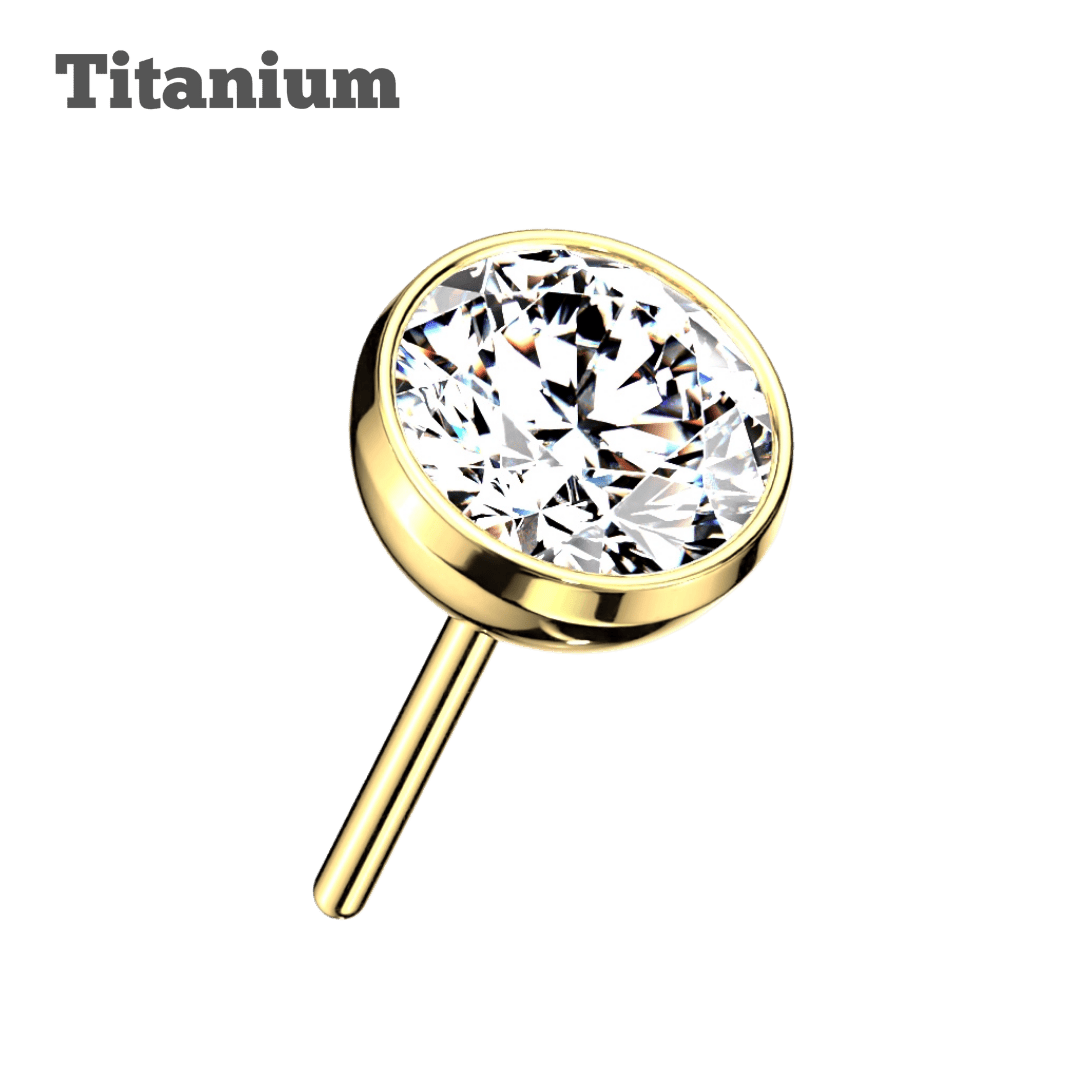 bezeled gem titanium threadless top piercing jewelry gold color