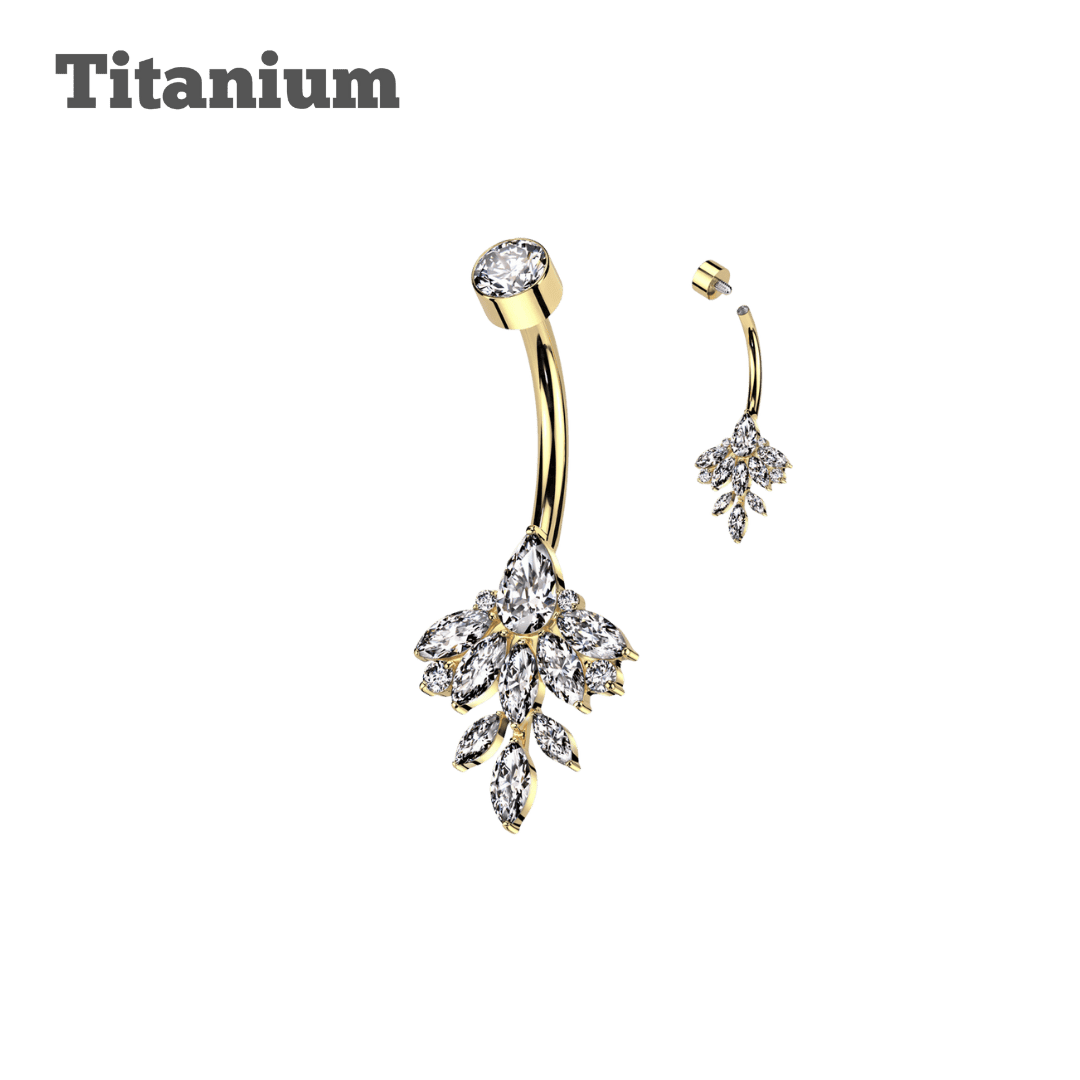 Cluster Gem Titanium Threaded Belly Barbell
