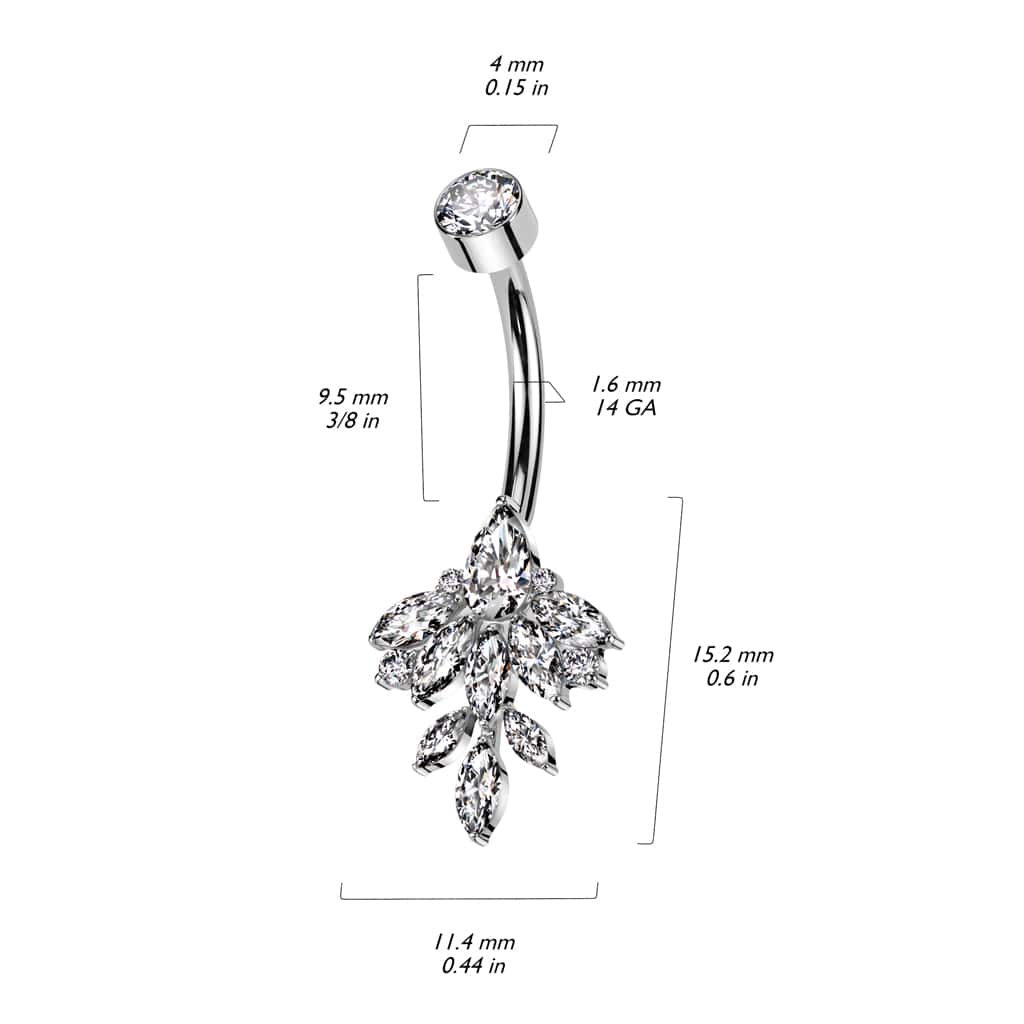 Cluster Gem Titanium Threaded Belly Barbell