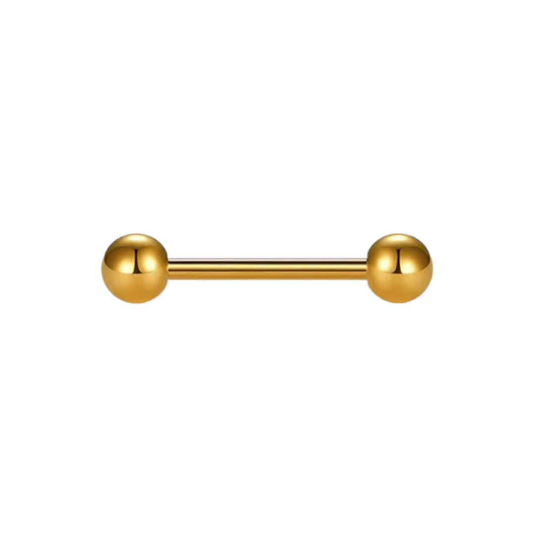 nipple piercing ball ends straight barbell gold color
