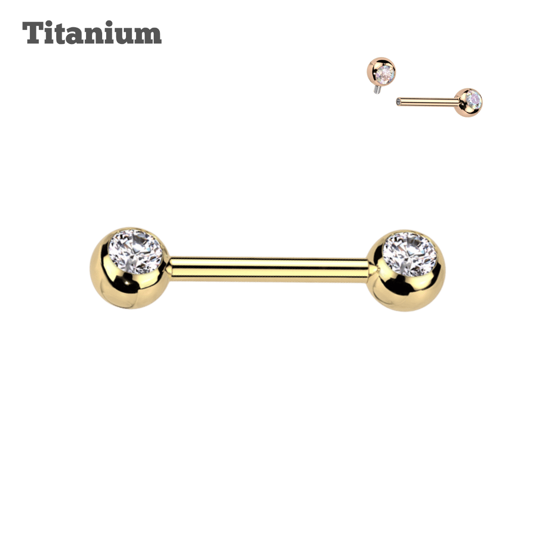 Titanium Bejeweled Threaded Straight Barbell