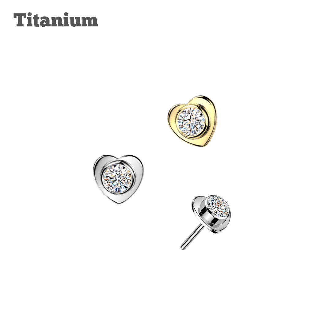 Titanium Heart with Bezeled Gem Threadless Top