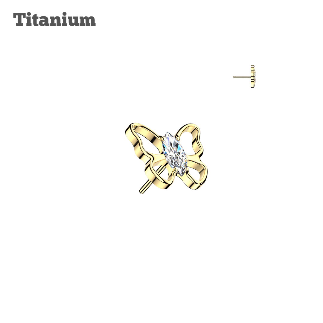 Titanium Hollow Butterfly Marquis Threadless Top