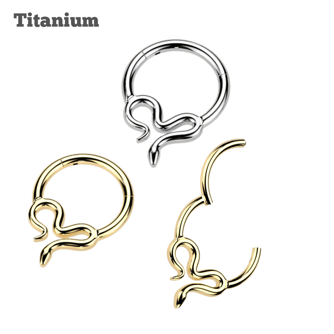 Titanium Plain Slithering Hinged Hoop