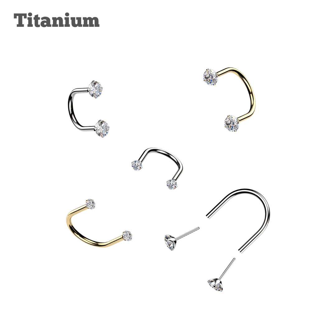 Titanium Pronged Gem U-Hoop
