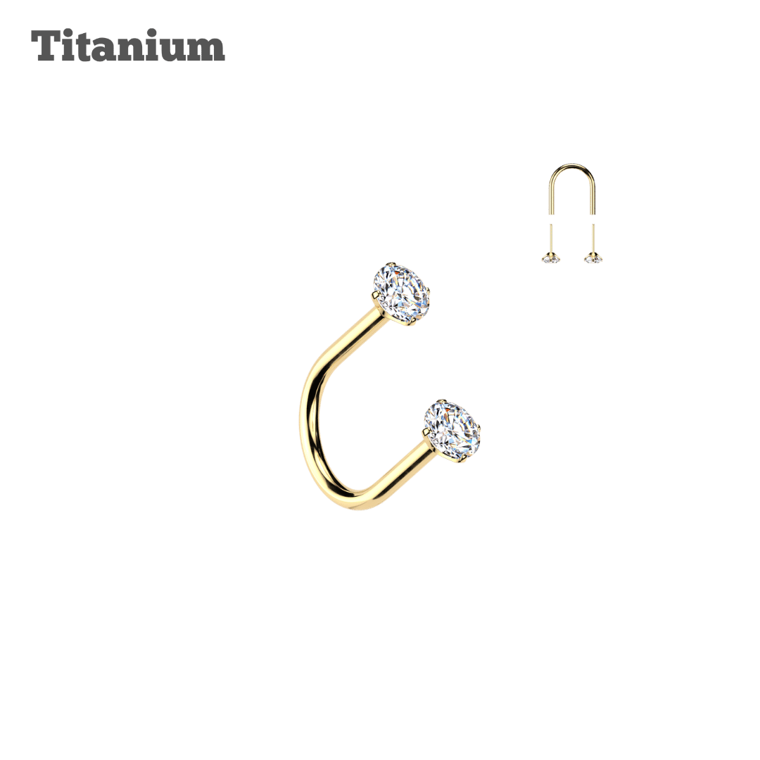 Titanium Pronged Gem U-Hoop