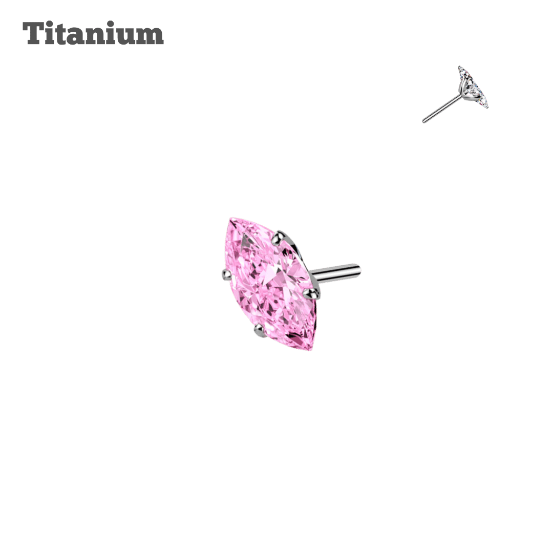 Titanium Pronged Solitaire Marquis Threadless Top