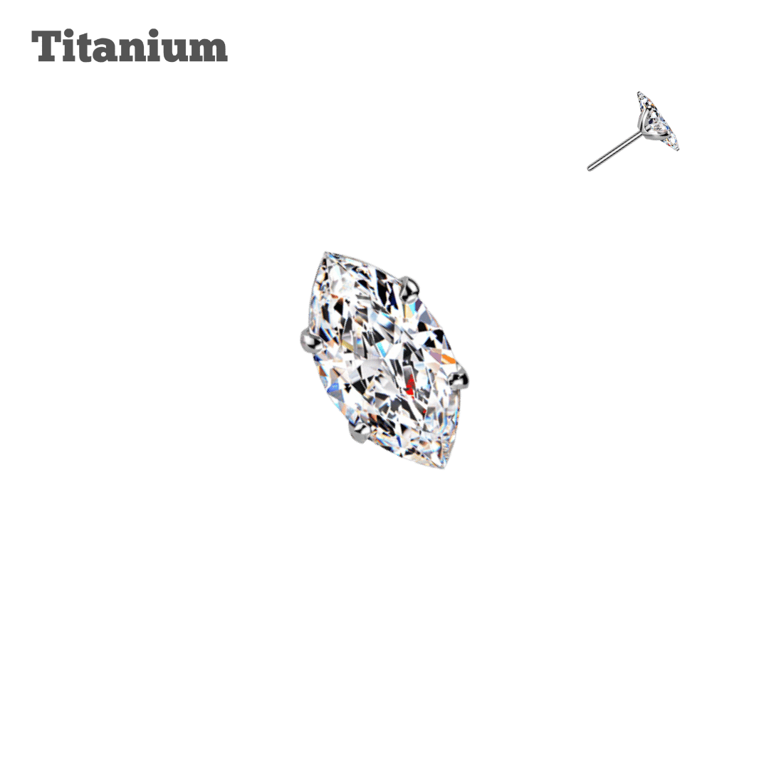 Titanium Pronged Solitaire Marquis Threadless Top