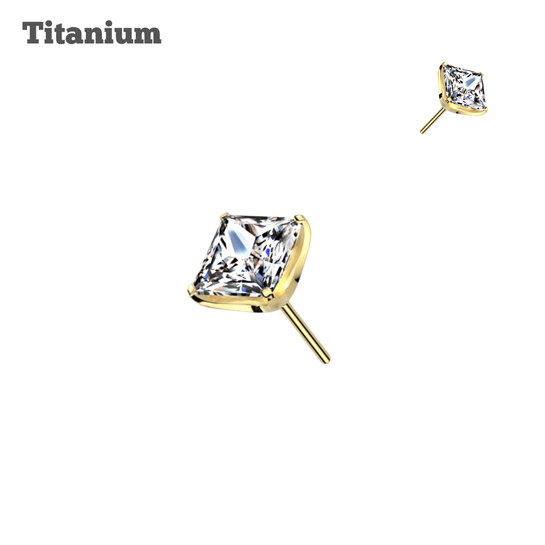 Titanium Square Gem Threadless Top