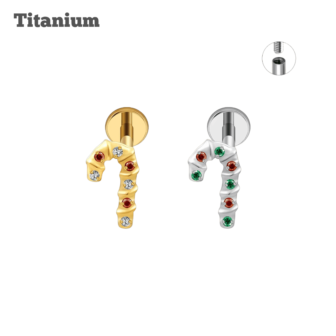 Titanium Candycane Threaded Labret