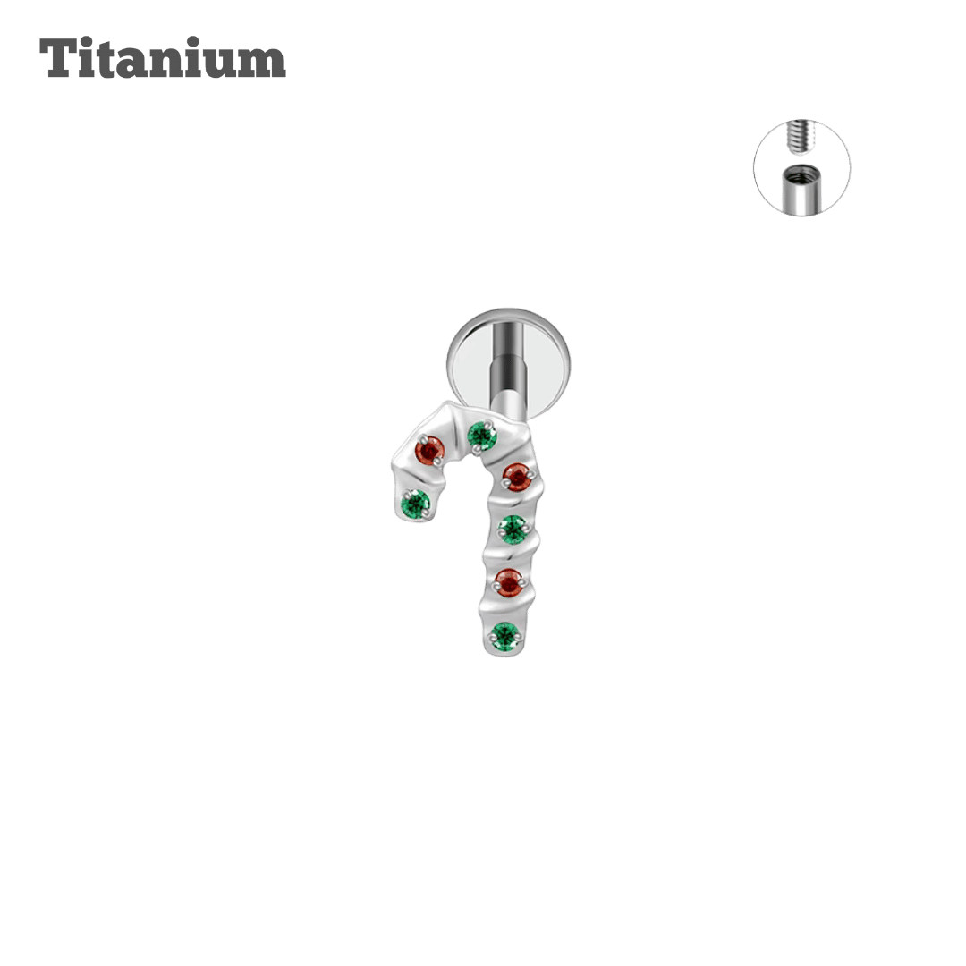 Titanium Candycane Threaded Labret