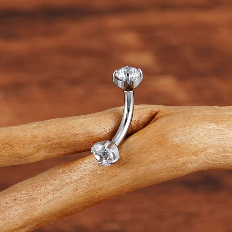 Titanium Crystal Ends Curved Barbell