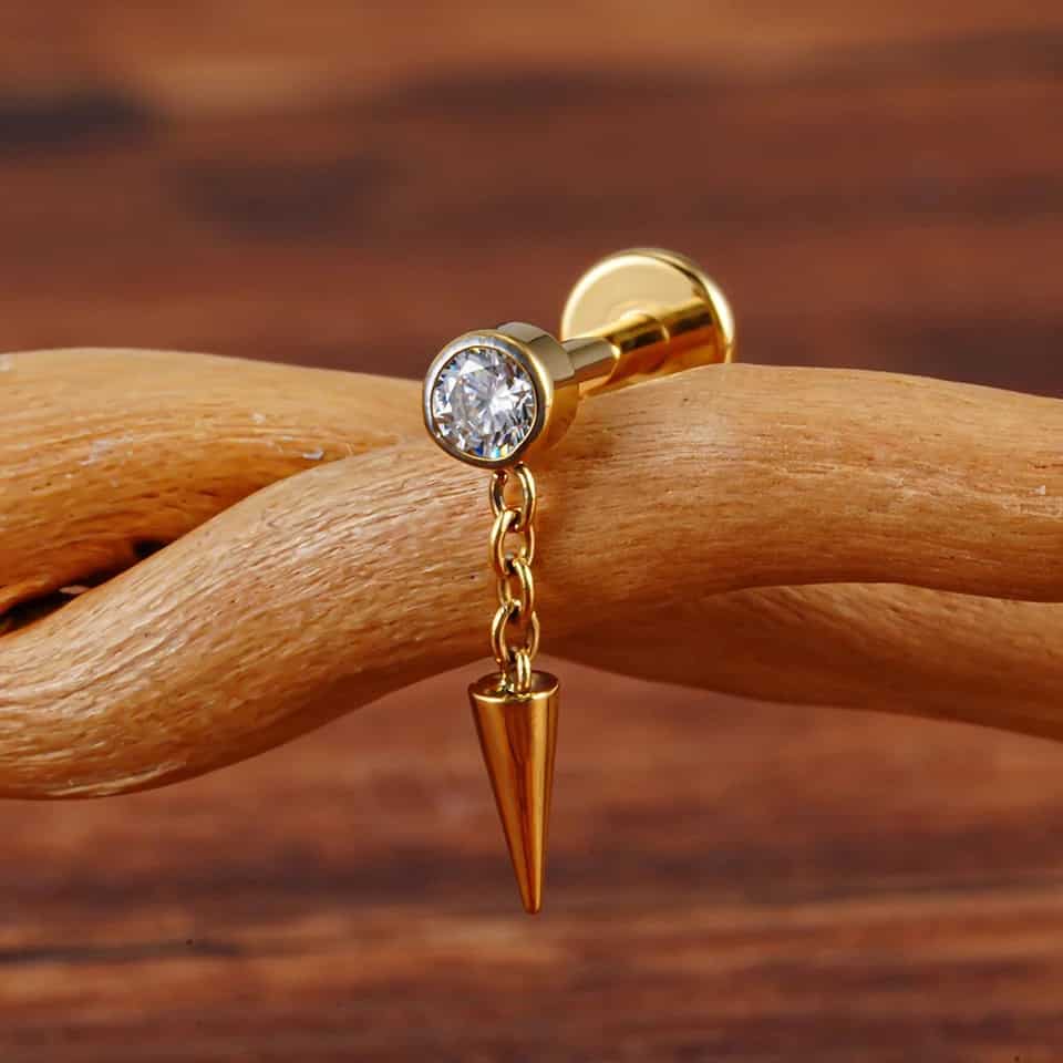 Labret fileté à pointe pendante en titane