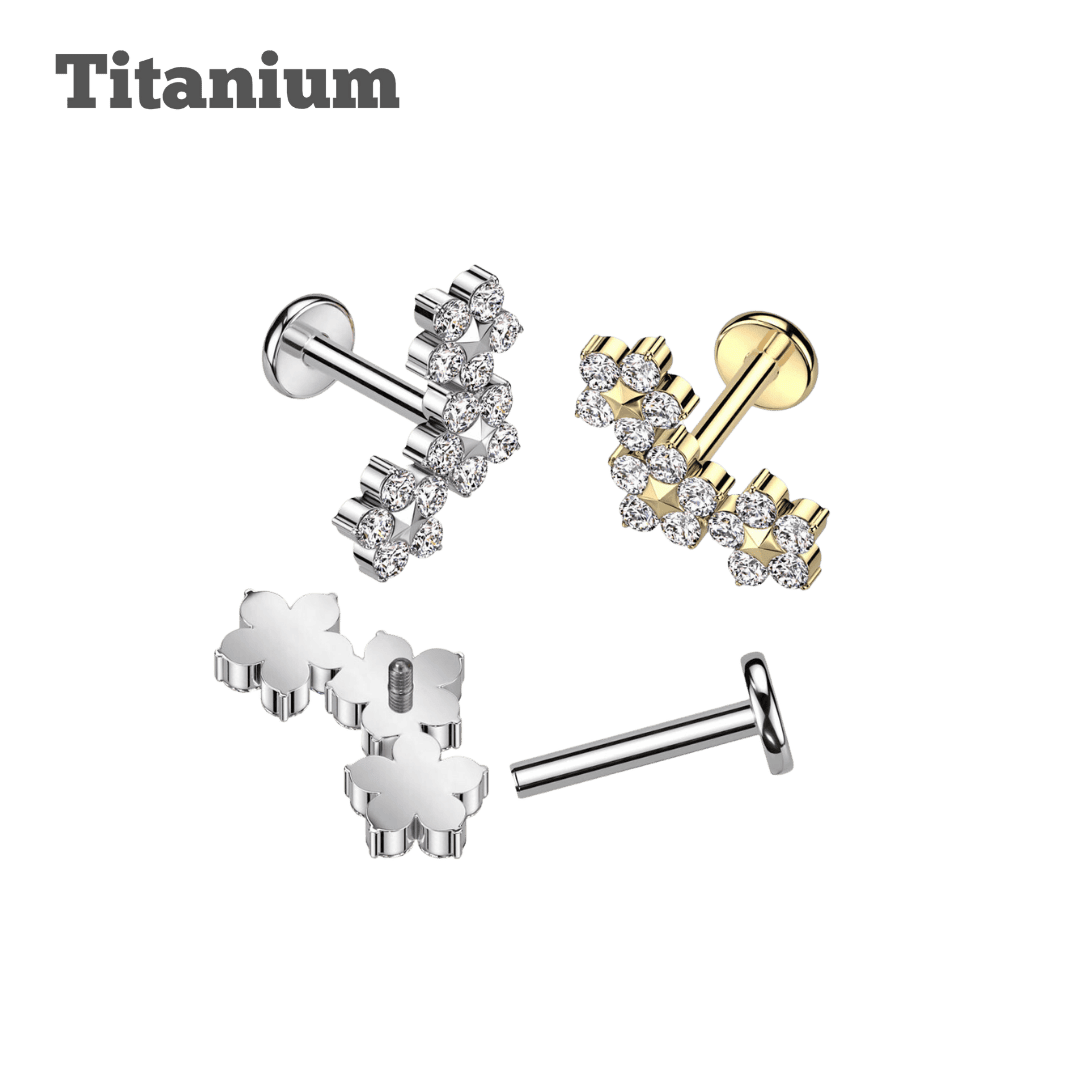 titanium floral threaded labret earring