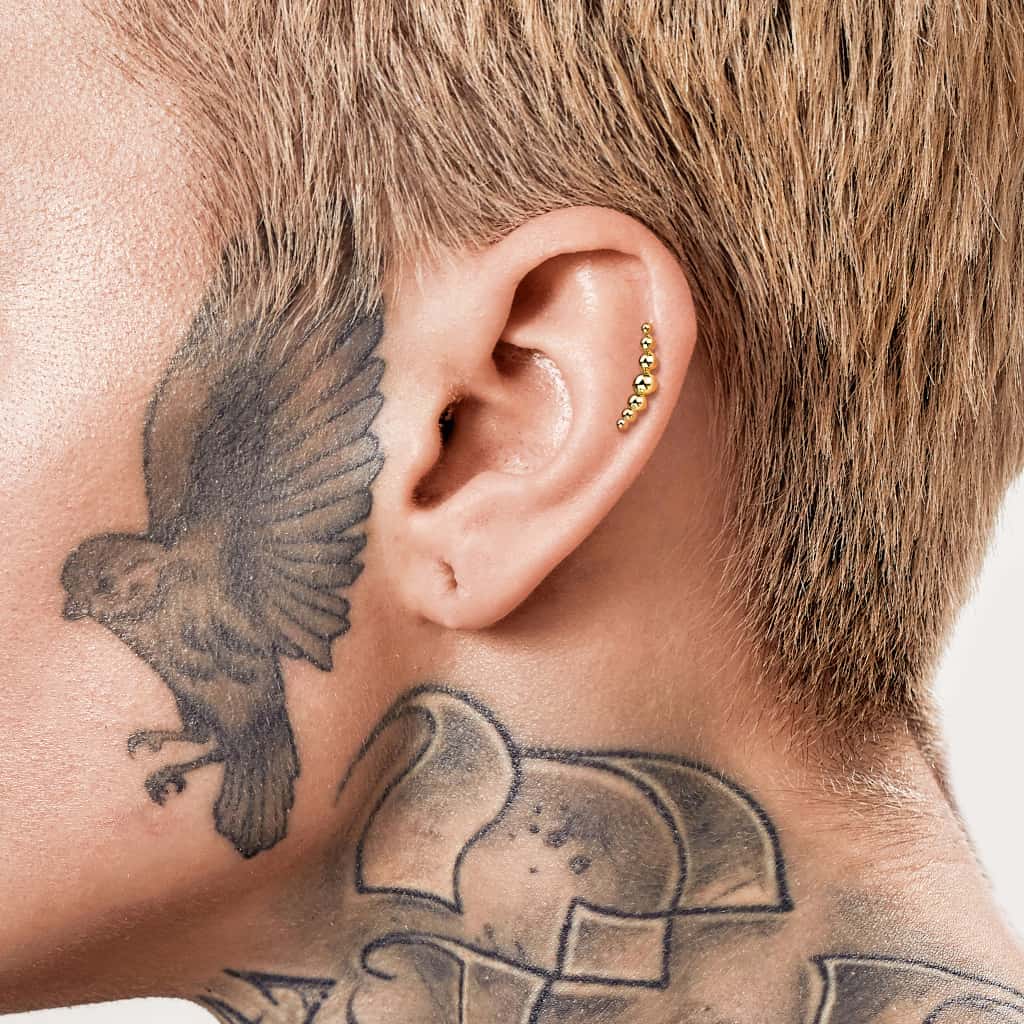 titanium multi bead threaded labret model