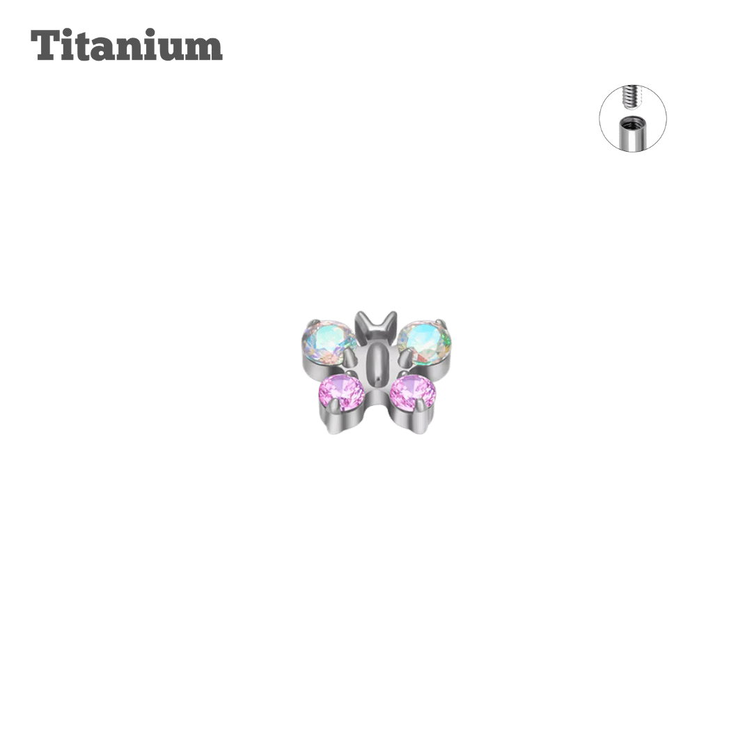Titanium Multicolored Butterfly Threadless Labret