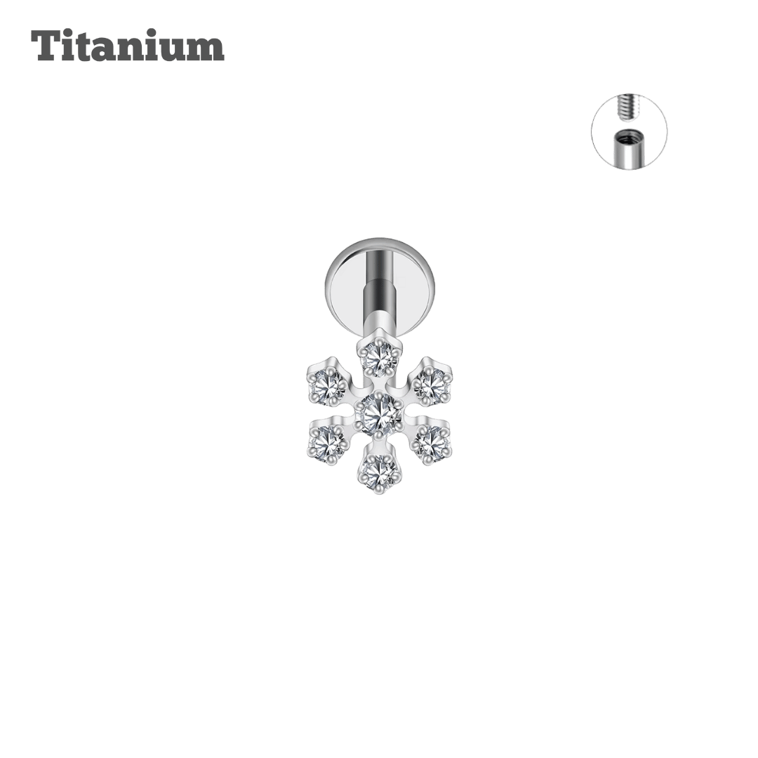 Titanium Snowflakes Threaded Labret