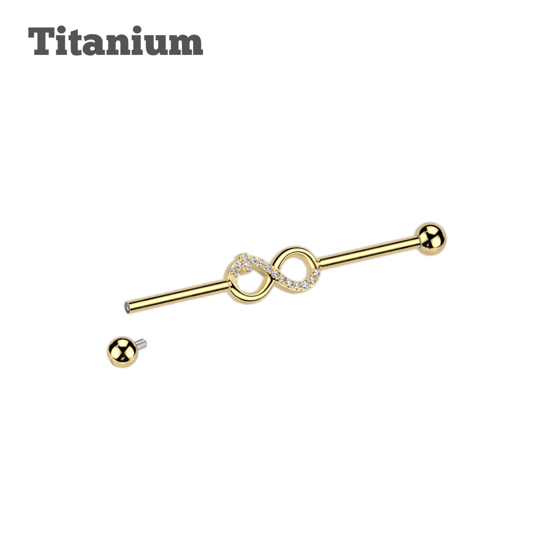 Titanium Studded Infinity Industrial Barbell