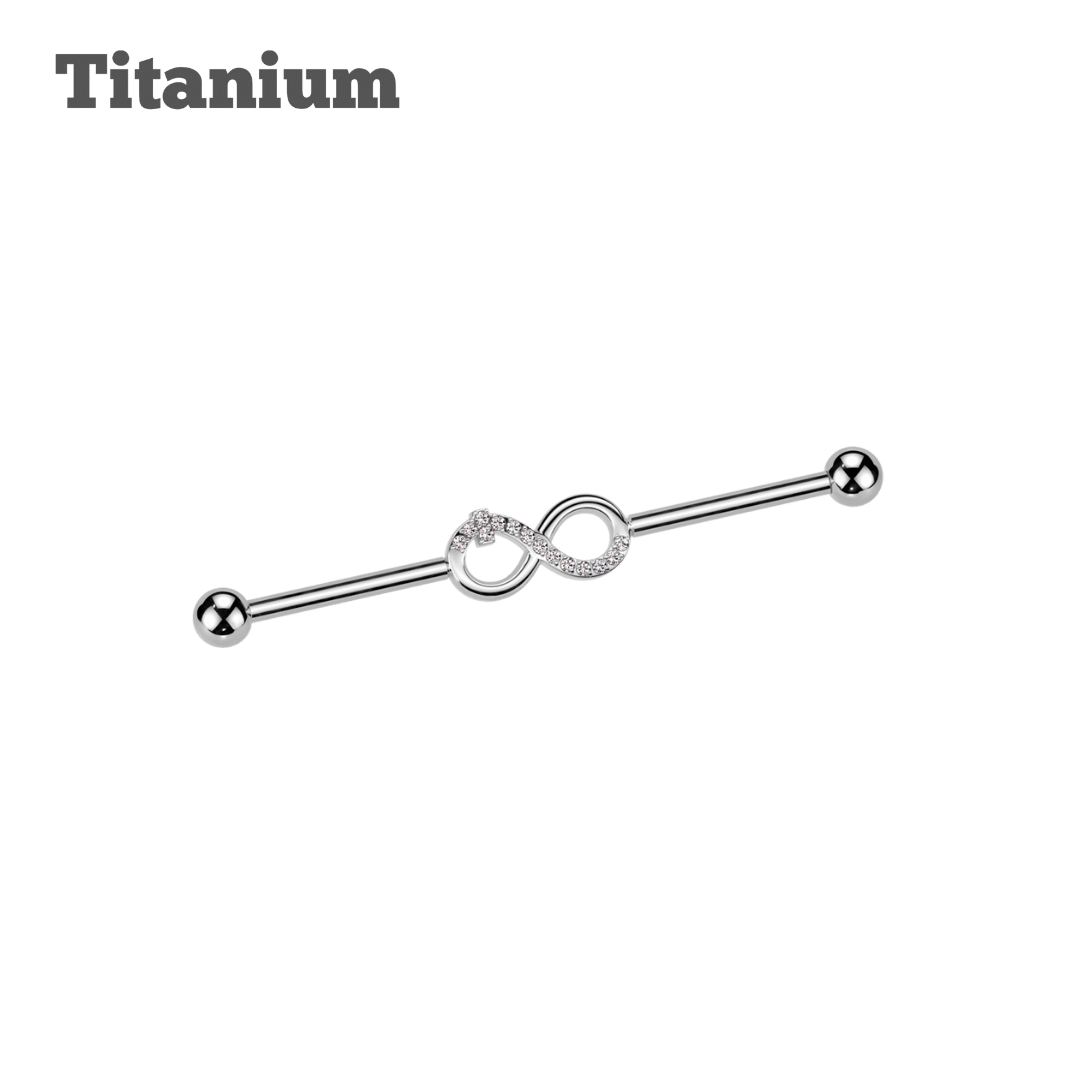 Titanium Studded Infinity Industrial Barbell