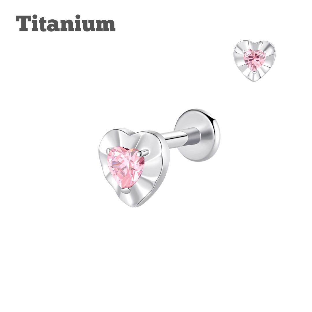 Titanium Heart Sapphire Threadless Labret