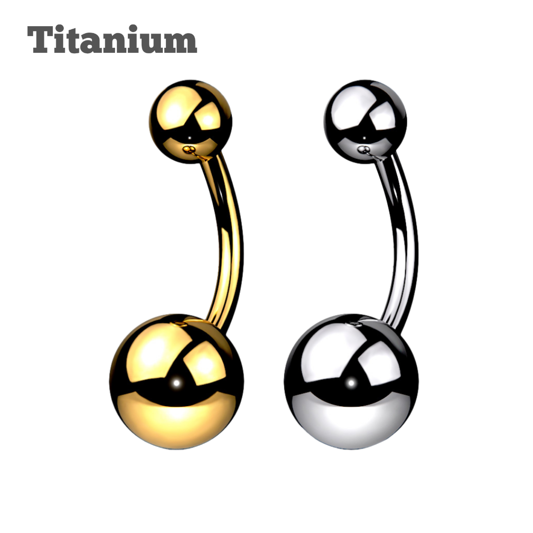 titanium plain ball ends externally threaded belly barbell piercing jewelry