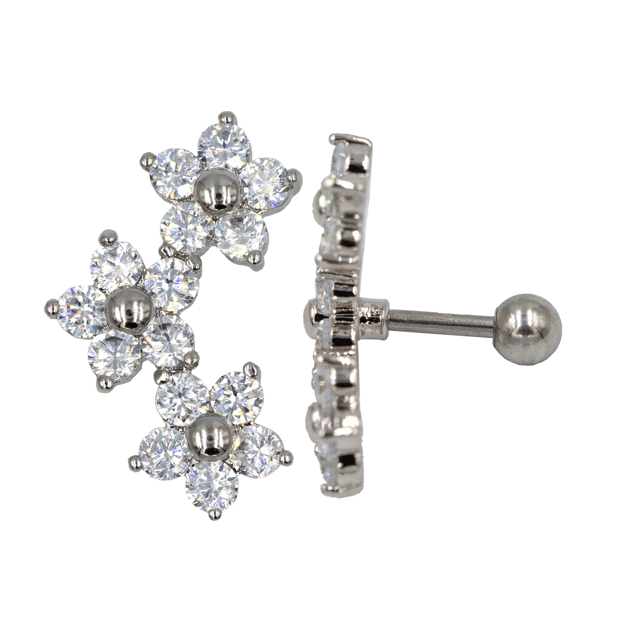 steel color triple flower barbell