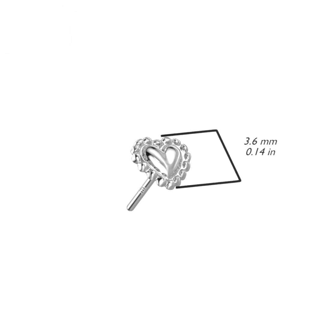 beaded heart threadless top 14k gold jewelry size