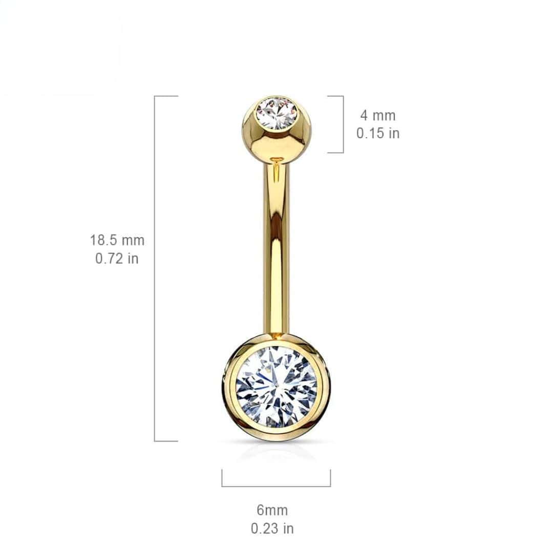 jewelry size curved barbell bezeled gem ends