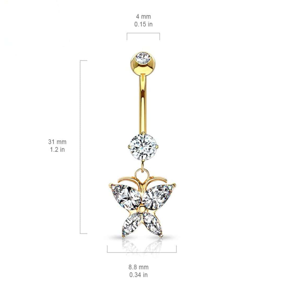 jewelry size dangling butterfly gem