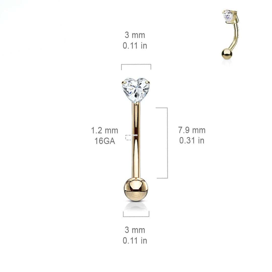 jewelry size heart gem rook barbell