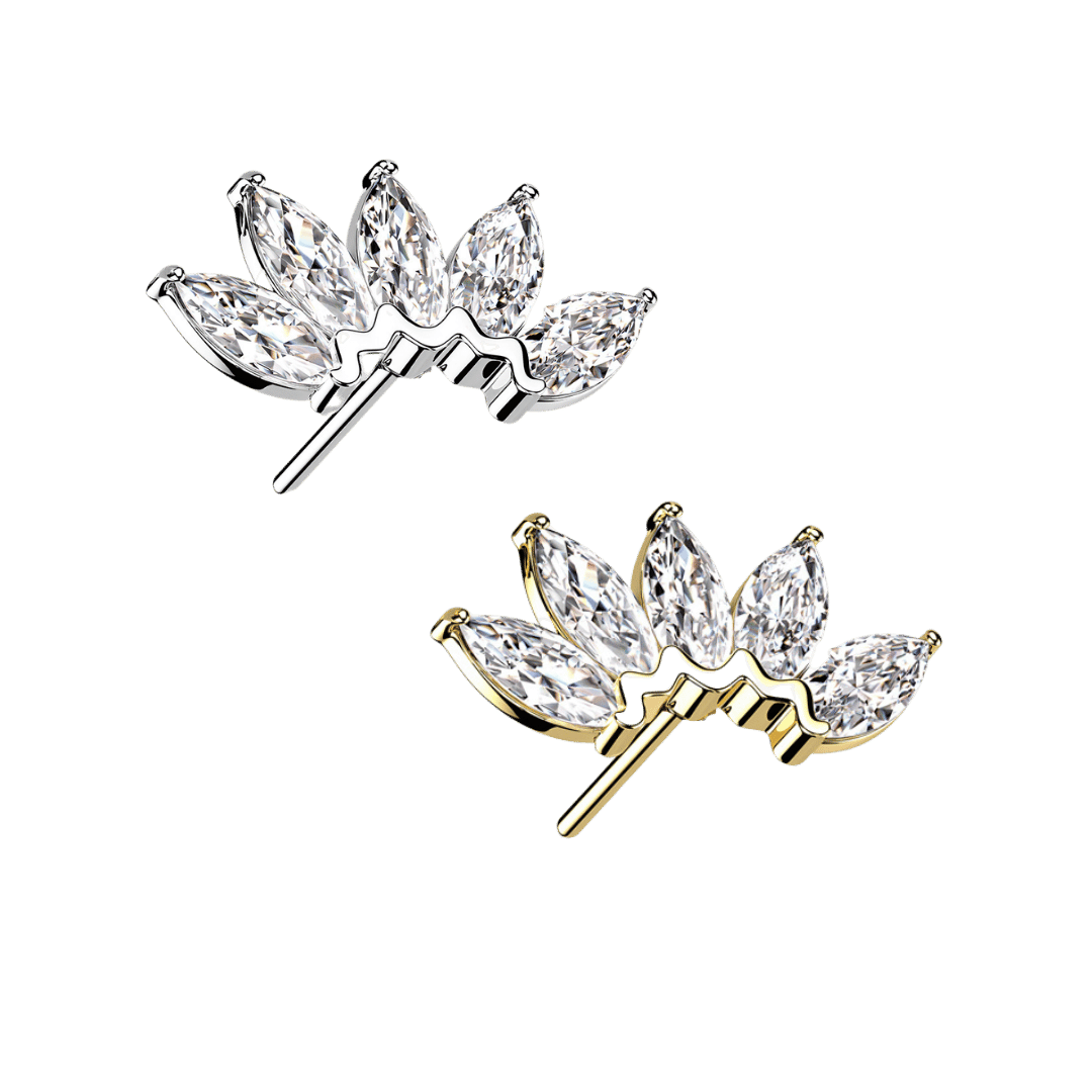 marquis gem cluster threadless top only earring 14k ear piercing jewelry