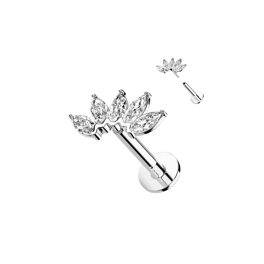 conch piercing jewelry 14k white gold marquis gem cluster