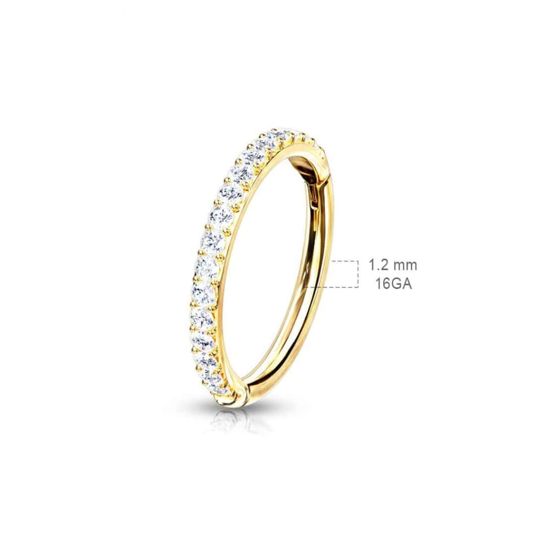 jewelry size outfacing paved hinged hoop 14k