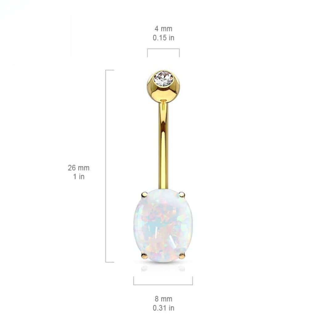 oval opal gem belly jewelry size
