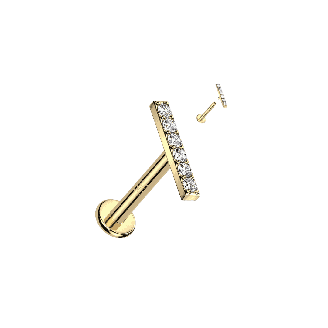 8mm top paved line threaded labret stud ear piercing jewelry