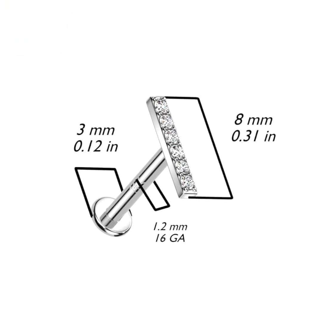 jewelry size paved line threaded labret