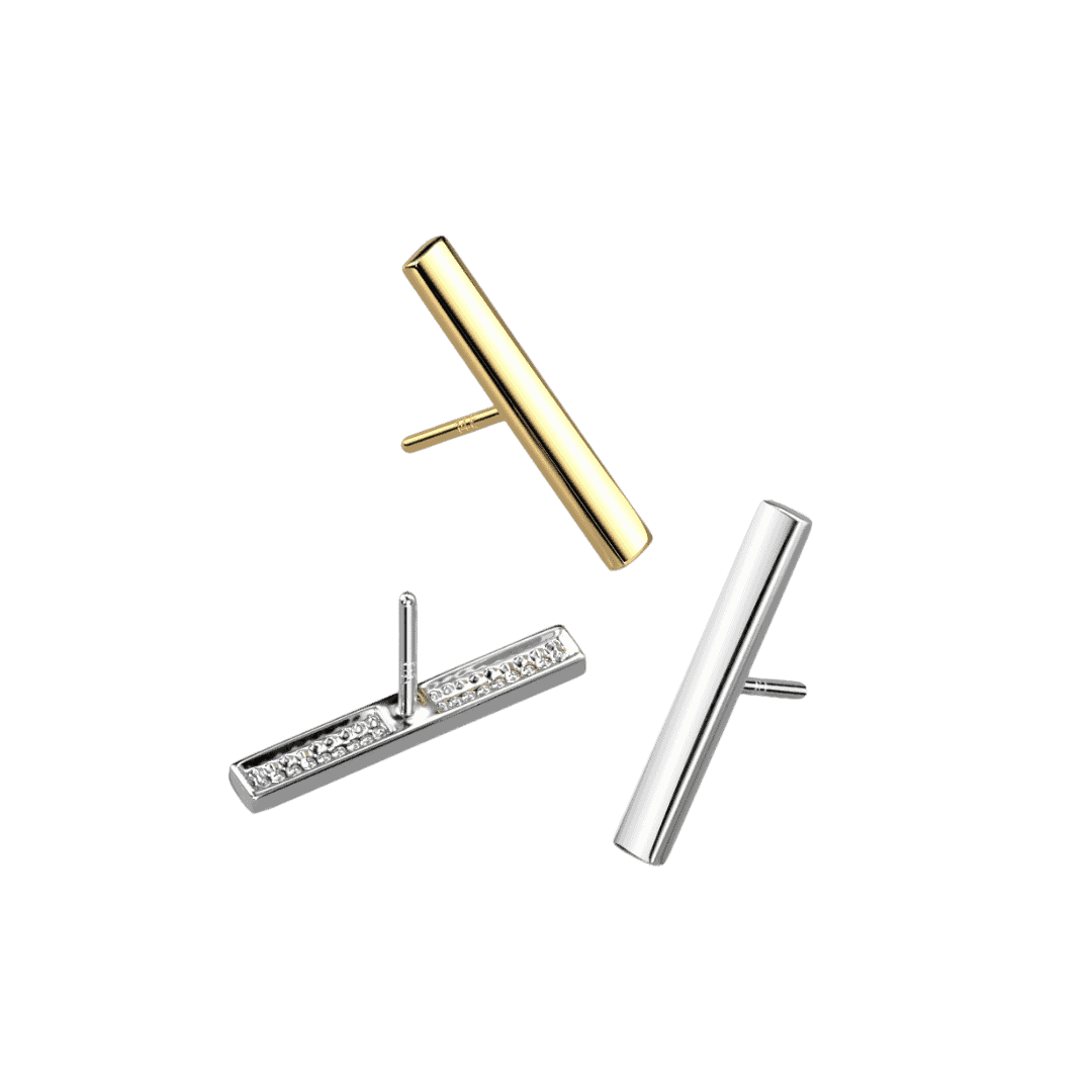 14k threadless top plain bar