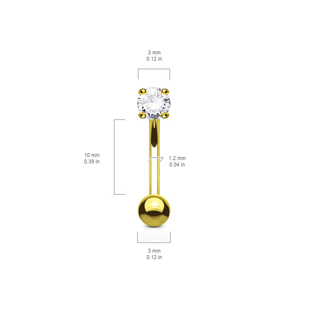 jewelry size round gem rook barbell