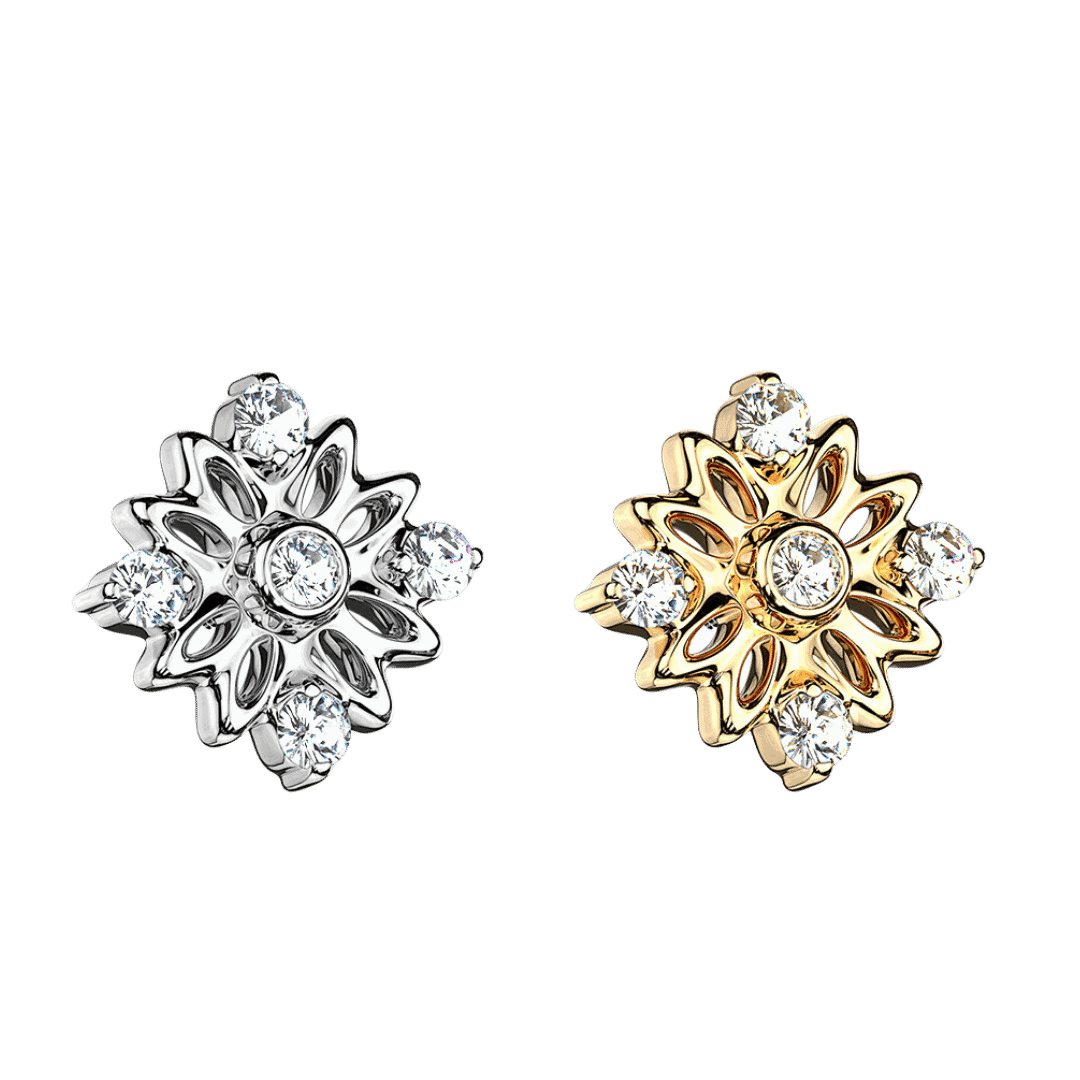 dermal piercing jewelry daisy top design 14k