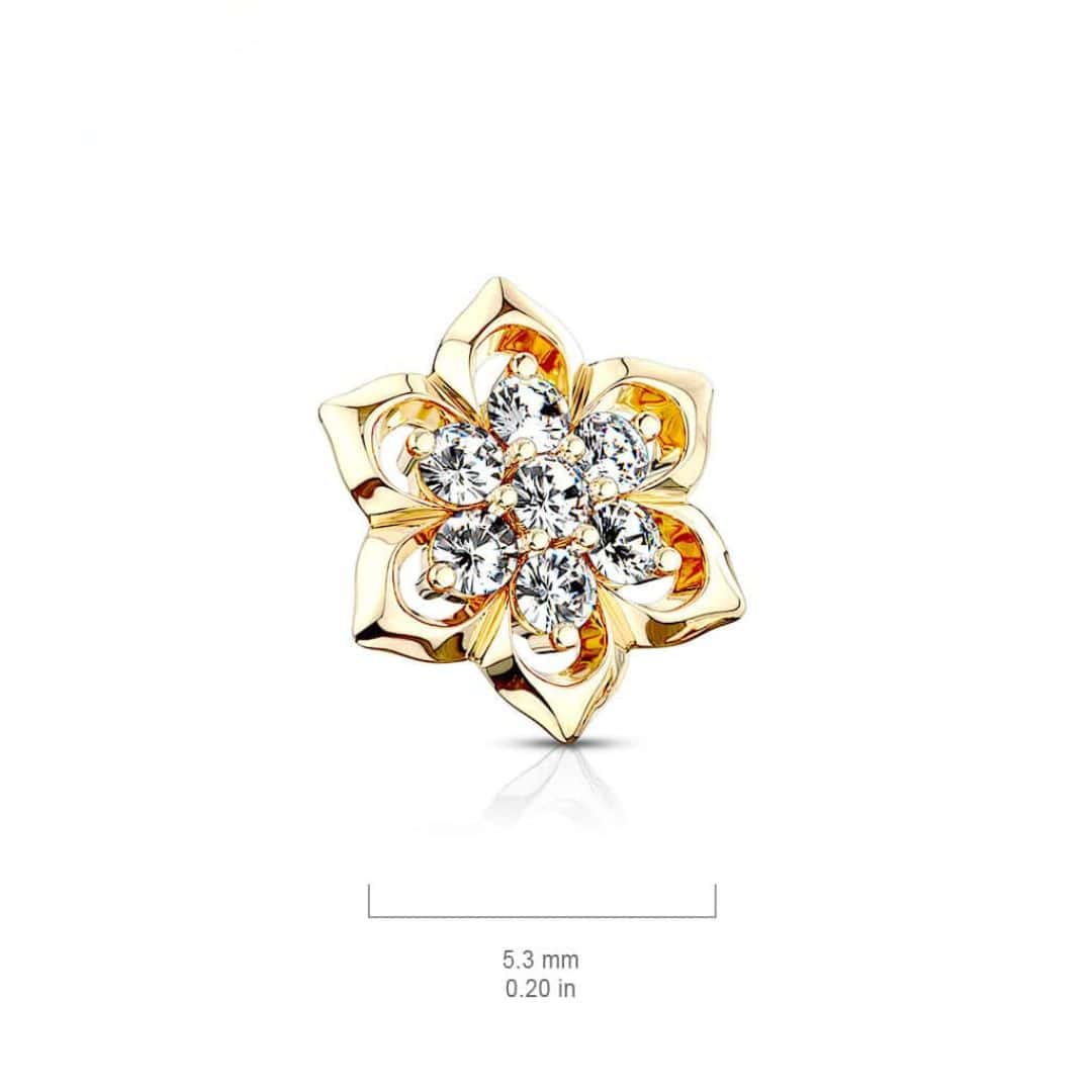 studded rose dermal top jewelry size