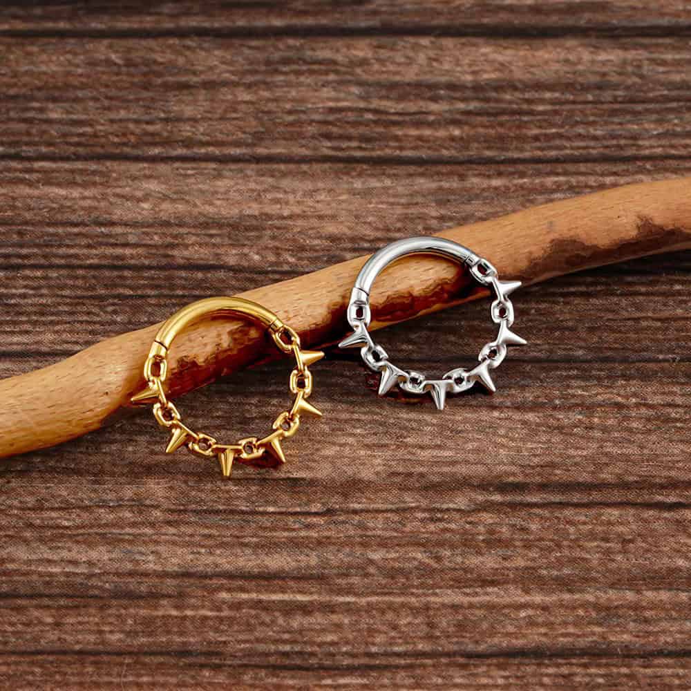 Titanium Crown of Thorns Hinged Hoop