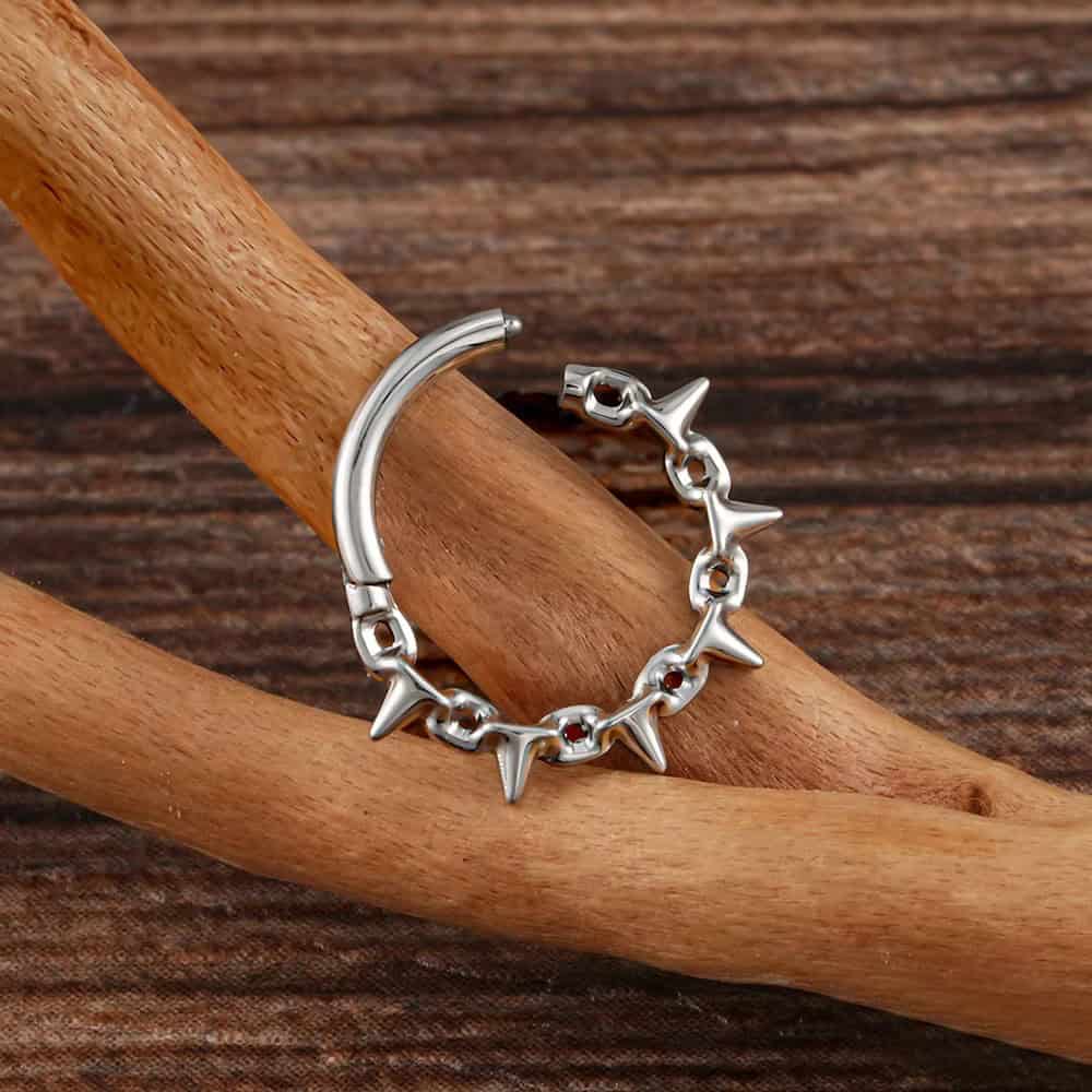 Titanium Crown of Thorns Hinged Hoop