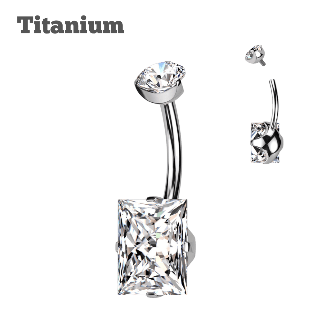 steel color titanium emerald gem threaded belly barbell